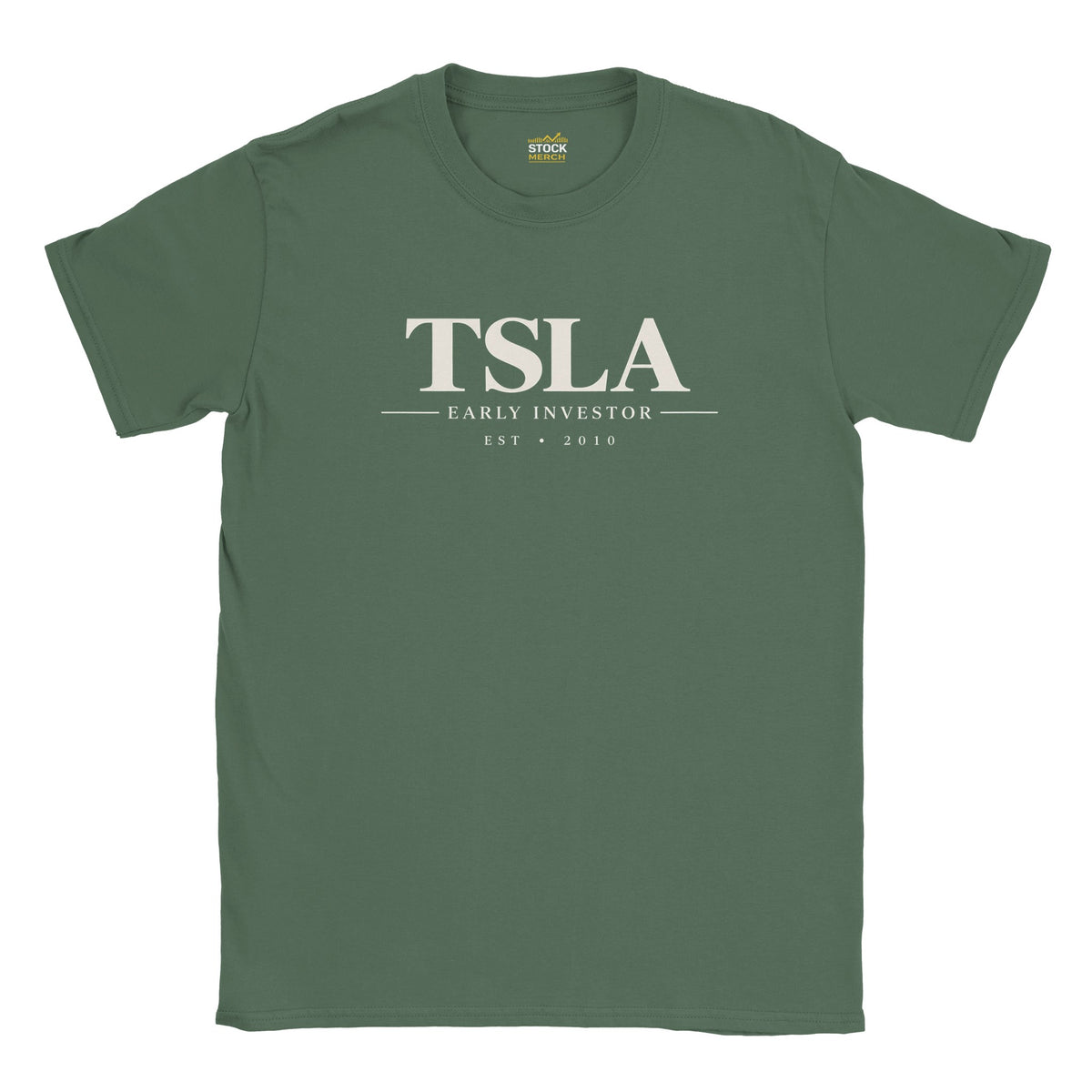 Svart TSLA Early Investor T-shirt med minimalistiskt börsmotiv