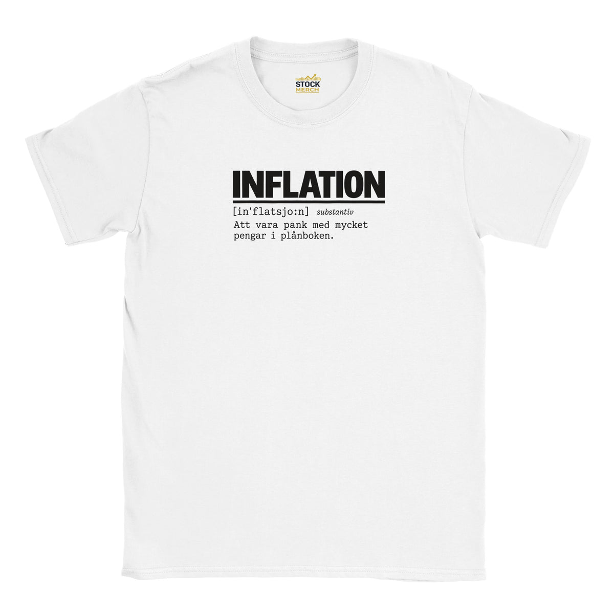 Inflation T-shirt med humoristiskt ordboksmotiv om ekonomi och köpkraft – Stock Merch