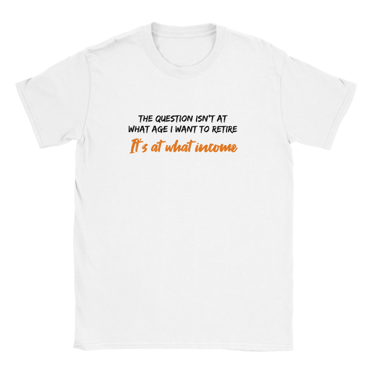 George Foreman T-Shirt – "The Question Isn't At What Age I Want To Retire, It's At What Income" – produktbild 1 | Stock Merch